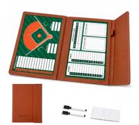 WADPP Tableau tactique baseball pliable en cuir PU, alignement magnétique,Brown