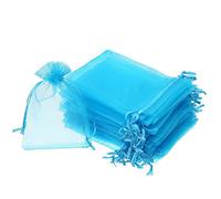 Wady - Lot de 100 sachets en organza avec cordon de serrage pour cadeaux, bijoux, fête de mariage, 7 x 9 cm, bleu d’eau