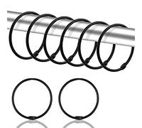 WADY Lot de 24 anneaux de rideau, 50 mm, anneaux ronds pour rideaux et tringles à rideaux, noirs