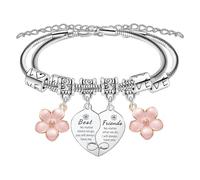 Waeceip Lot de 2 bracelets d'amitié assortis pour meilleure amie, sœur, meilleure amie, cadeau de Noël, d'anniversaire, d'amitié, cadeau de relation longue distance