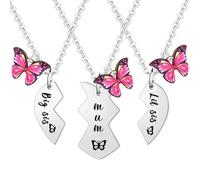 Waeceip Lot de 3 colliers assortis en forme de cœur pour maman, grande sœur, petite sœur pour mère et fille, cadeau de fête des mères, cadeau d'anniversaire