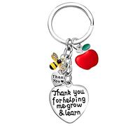 Waeceip Porte-clés de remerciement pour enseignant, assistant pédagogique, porte-clés pour enseignant de maternelle, cadeau pour enseignant, porte-clés « Thank You For Helping Me Grow & Learn » -