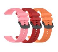 Waekethy 20mm Bracelets pour Garmin Bounce 2/Bounce, Bracelets de montre de rechange en silicone Compatibles avec Xplora X6 Play/X6 Pro/Cosmo jrtrack 5 pour Enfants (Rose + rouge + orange)