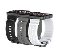 Waekethy Bracelets pour Garmin Venu X1, 24mm Bracelets de montre de rechange en silicone Sports Strap Compatibles avec Ticwatch Pro 5/Pro5 Enduro/Atlas/Suunto 9/7/D5 (Noir + gris + blanc)