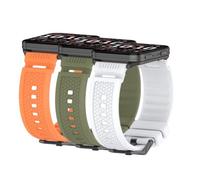 Waekethy Bracelets pour Garmin Venu X1, 24mm Bracelets de montre de rechange en silicone Sports Strap Compatibles avec Ticwatch Pro 5/Pro5 Enduro/Atlas/Suunto 9/7/D5 (Orange + vert + blanc)