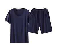 WAEKQIANG Hommes Grande Taille Pyjamas Ensemble Modal 2 PièCes VêTements De Nuit à Manches Courtes Chemise Et Shorts Homme Pyjamas D'éTé Costume Doux Sommeil Ensemble VêTements De Maison L-4xl