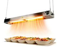 Wärmelampe Küche Gastro Edelstahl, 30-85℃ Hängende Wärmelampe mit Belüftungsschlitzen, Professionelle Hängend Speisenwärmer Lampe, Lebensmittel Wärmelampe für Buffet und Partys(1PC,60cm)