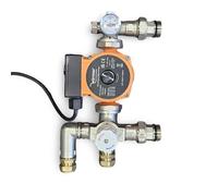 Wärmer System Kit de pompe et de vanne mélangeuse pour chauffage par le sol avec contrôle thermostatique (35-60°C), boîtier en fonte, Orange/Argent