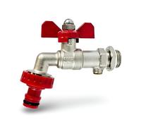 Wärmer System Robinet de jardin extérieur avec clapet anti-retour, robinet de jardin 1,27 cm, robinet double sortie (robinet de jardin papillon avec connecteur de tuyau)