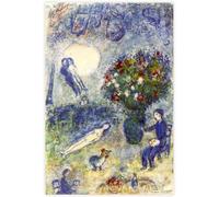 Waeta Rnvzx Affiche célèbre de Marc Chagall 《Peintre tenant un bouquet》Peinture sur toile Art mural vintage Gravures Marc Chagall pour la décoration intérieure 50x70cm Sans cadre