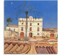 Waeta Rnvzx Affiche Joan Miró《Hou-se avec arbre Pa-lm》Peinture sur toile abstraite Joan Miró Impressions Art mural esthétique moderne pour la décoration intérieure Photo 50x50cmx1 Sans cadre