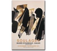 Waeta Rnvzx - Affiches célèbres de Pierre Soulages - Graffiti Noir - Art Mural - Peinture sur Toile - Décoration intérieure - Photos 60x80cm sans Cadre