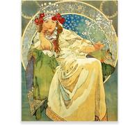 Waeta Rnvzx Alphonse Mucha Posters '' Princesse Hyacinthe '' Art Mural Alphonse Mucha Impressions Art Nouveau Peinture Sur Toile Pour Décoration Intérieure Tableau 50x70cm Sans Cadre