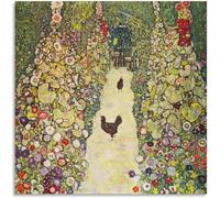 Waeta Rnvzx Gustav Klimt Art mural Chemin de jardin avec des poulets Affiche Peinture sur toile Vintage Gustav Klimt Impression Pour La Maison Décor Moderne Photo 30x30cm Sans Cadre