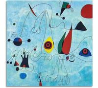 Waeta Rnvzx Joan Miro Affiche Femmes Et Oiseaux Au Lever Du Soleil Peinture Sur Toile Joan Miro Impressions Abstrait Art Mural Pour Salon Décor Photo 50x50cmx1 Sans Cadre