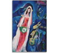Waeta Rnvzx Marc Chagall Affiche (La Mariee) Mariée Art mural abstrait Marc Chagall Impressions Moderne Peinture sur toile Pour Salon Décor Photos 40x60cm Sans Cadre