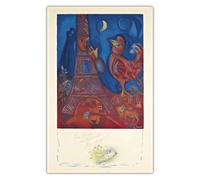 Waeta Rnvzx Marc Chagall Posters《Good Morning Paris,1972》Art mural abstrait vintage Marc Chagall imprime peinture sur toile pour la décoration intérieure 40x75cm sans cadre