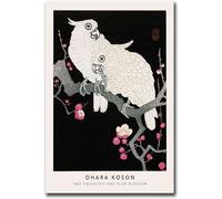 Waeta Rnvzx Peinture Japonaise Koson Ohara Affiches Vintage Deux Cacatoès Fleur De Prunier Toile Art Mural Et Impressions Pour La Maison Décor Moderne Photo 40x60cm Sans Cadre