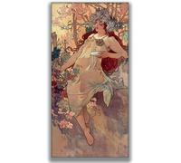 Waeta Rnvzx Tableau d’Alphonse Mucha Affiche des saisons d’automne Art mural vintage en toile Imprimés Alphonse Mucha pour décoration moderne 40x80cmx1 sans cadre