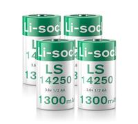 WAEUUKKPO LS14250 Lot de 4 piles au lithium 1/2AA 3,6 V 1300 mAh non rechargeables ER14250 pour compteurs d'eau, compteurs d'électricité, instruments médicaux, appareils etc