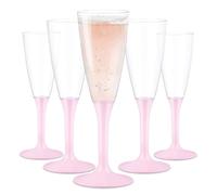 WAF TUNDRA - Lot de 60 Verres FLUTE À CHAMPAGNE UTILISER & RÉ-UTILISER 100 ml. BPA-Free, Coupe Champagne en PLASTIQUE, Verre a Vin Plastique Reutilisable, Incassables, pour Mariages & Fêtes, (Rose)