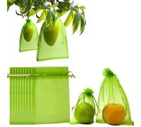 WAFBOH Lot de 100 sacs de protection en maille verte avec cordon de serrage - Réutilisables pour arbres fruitiers pour raisin, pomme, mangue, pêche, oiseaux réutilisables pour arbres fruitiers (13 x