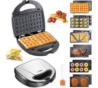 Waffle maker 750W multifunctional waffle maker with 6 removable non-stick grill plates panini machine meeting different