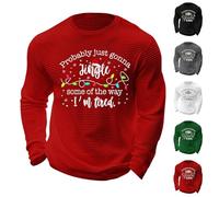 Waffle Probably Just Gonna Jingle Some of The Way I'm Tired T-shirt de Noël à manches longues pour homme Tenues de Noël amusantes Grande taille Chemises fantaisie Costume de Noël Vêtements de vacances
