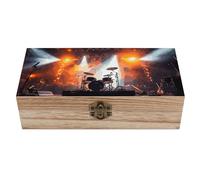 WAFICAC Boîte de rangement en bois pour scène de concert rock avec couvercle à charnière et fermoir avant, grande boîte à bijoux, bacs de rangement en bois, boîte à souvenirs, organisateur de bureau