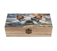 WAFICAC Boîte de rangement en bois représentant un bouledogue français, idéale pour ranger bijoux, cartes décoratives et souvenirs pour vos créations et photos.