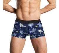 WAFICAC Boxer Homme en Soie de Lait imprimée Chat Astronaute, Doux et Respirant, Taille Basse, sans Coutures pour Un Confort Optimal.