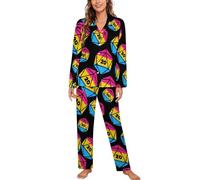 WAFICAC D20 Transgender Proud Dice Pyjama pour Femmes Ensemble de Pyjama à Manches Longues 2 pièces Bouton Vêtements de détente Vêtements de Nuit d'automne