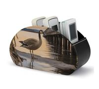 WAFICAC Étui à télécommandes en cuir PU étanche avec 5 compartiments Wild Goose by The Bridge - Boîte de rangement de bureau pour télécommandes TV/manettes multimédias/accessoires de bureau