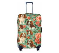 WAFICAC Housse de Protection élastique Lavable et Extensible pour Valise de Voyage Cavalier King Charles Spaniel et Fleurs en Fleurs Taille XL (Valise de 73,7 à 81,3 cm)