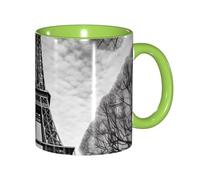 WAFICAC Mug en céramique vert à motif Tour Eiffel (325 ml), design moderne et mignon, idéal pour la maison, le bureau, un café ou comme cadeau original pour les amateurs de café.