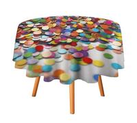 WAFICAC Nappe Ronde à Pois en Forme de confettis 60 Pouces imperméable et Infroissable, résistante aux Taches, Lavable, pour Pique-Nique, fête, Salle à Manger, décoration d'intérieur