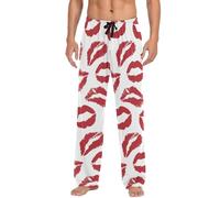 WAFICAC Pantalon de nuit pour homme à motif de baiser de rouge à lèvres rouge Pantalon de pyjama Vêtements de nuit Bas de pyjama de salon