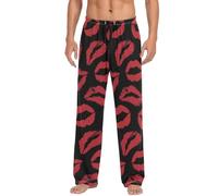 WAFICAC Pantalon de nuit pour homme avec rouge à lèvres rouge et baiser Pantalon de pyjama Vêtements de nuit Bas de pyjama de détente