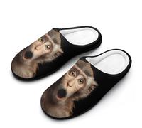 WAFICAC Pantoufles en coton pour hommes avec un singe surpris et amusant, confortables et dotées d'une mousse à mémoire de forme, idéales pour l'intérieur et l'extérieur.