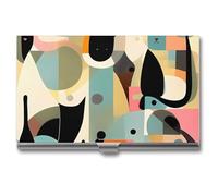 WAFICAC Porte-Cartes de Visite Chat Style Art Moderne du Milieu du siècle, étui Fin en métal, Porte-Cartes de Poche pour Femmes et Hommes, carnet de Cartes de Visite pour Professionnels et Cadres.