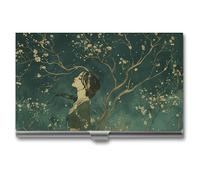 WAFICAC Porte-Cartes de Visite Motif Robe Verte, étui Fin en métal, Porte-Cartes de Poche pour Femmes et Hommes, carnet de Cartes de Visite pour Professionnels et Cadres.