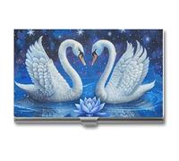 WAFICAC Porte-Cartes Two White Swans Unisexe, étui magnétique pour Cartes de Visite, Format Portefeuille, Portable, idéal pour Les Professionnels et Les Bureaux.