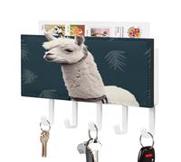WAFICAC Porte-clés mural décoratif en forme d'alpaga et de lama, avec 5 crochets adhésifs, plateau et support pour vêtements. Idéal pour l'entrée, la porte, la salle de bain ou la cuisine.