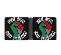 WAFICAC Portefeuille à Deux Volets en Cuir pour Homme et Femme, Motif Gaza Gratuit, Porte-Monnaie Compact avec emplacements pour Cartes