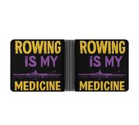 WAFICAC Portefeuille à Deux Volets « L'aviron est Mon médicament » pour Hommes et Femmes, Portefeuilles en Cuir, Porte-Monnaie Compact avec emplacements pour Cartes