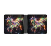 WAFICAC Portefeuille à Deux Volets PSY Neon Running Wolf pour Hommes et Femmes, Portefeuilles en Cuir compacts avec emplacements pour Cartes