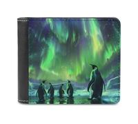 WAFICAC Portefeuille en Cuir avec Porte-Cartes et Motif Pingouins dans Le désert de Glace Aurora, pour Hommes et Femmes.