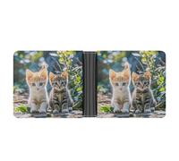 WAFICAC Portefeuille Fin pour Homme avec Deux Petits Chats, Porte-Cartes de crédit, Pince à Billets, Porte-Monnaie Portable, Cadeaux pour Hommes