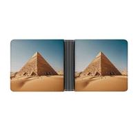 WAFICAC Portefeuille Fin pour Homme, Motif Pyramide égyptienne dans Le désert, Porte-Cartes de crédit, Pince à Billets, Porte-Monnaie Portable, Cadeaux pour Hommes