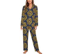 WAFICAC Pyjama D20 Dice pour Femmes, Ensemble de Pyjama à Manches Longues, 2 pièces, vêtements de détente à Boutons, vêtements de Nuit d'automne
